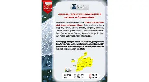çanakkale İçin Kuvvetli Sağanak Uyarısı!