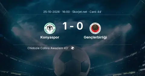 Konyaspor - Gençlerbirliği Maçında Gol: Chidozie Collins Awaziem (43. dakika)