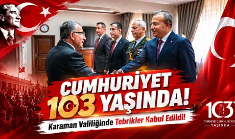 Karaman’da Cumhuriyet Bayramı Tebrikleri Valilik Makamında Kabul Edildi