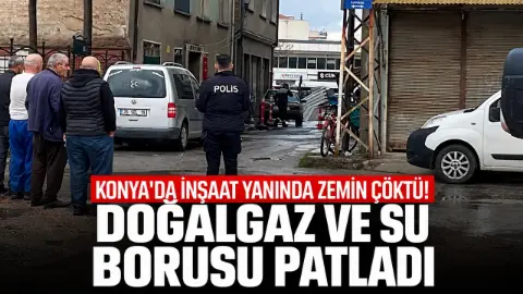 İnşaat yanında zemin çöktü doğalgaz ve su borusu patladı