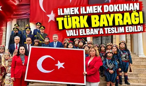 İlmek ilmek dokunan Türk bayrağı Vali Elban'a teslim edildi