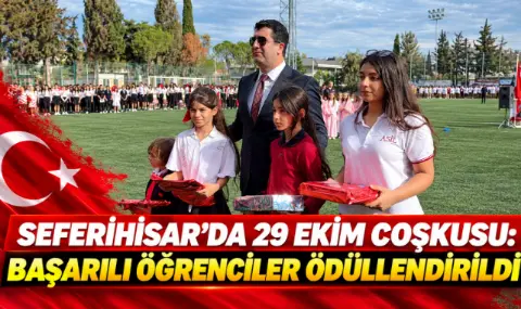 Seferihisar’da 29 Ekim coşkusu: Başarılı öğrenciler ödüllendirildi