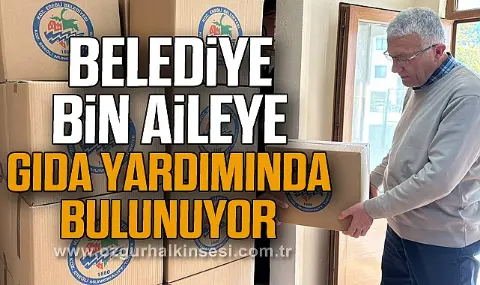 Belediye Bin Aileye Gıda Yardımında Bulunuyor