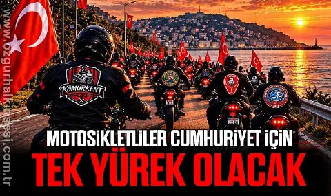 Zonguldak'ta Motosikletlilerden Cumhuriyet ve Anma Korteji