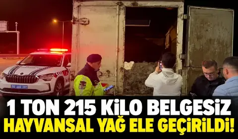 1 ton 215 kilogram belgesiz hayvansal iç yağı ele geçirildi