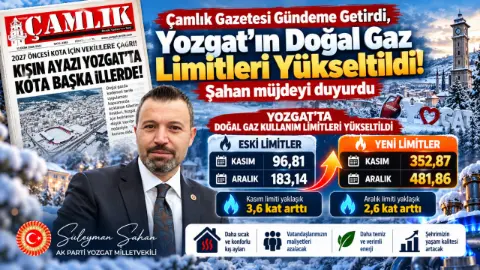 Çamlık Gazetesi Gündeme Getirdi, Yozgat’ın Doğal Gaz Limitleri Yükseltildi! Şahan Müjdeyi Duyurdu