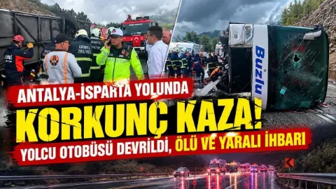 Isparta-Antalya kara yolunda kaza: Yolcu otobüsü devrildi: 1 ölü, 7 yaralı!