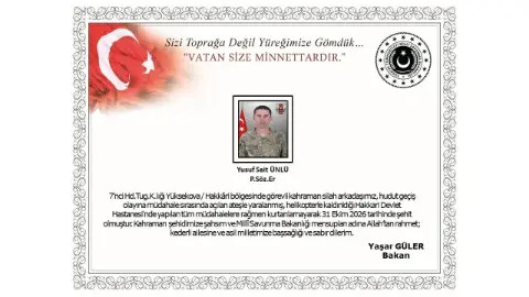 MSB acı haberi duyurdu! Şehidimiz var